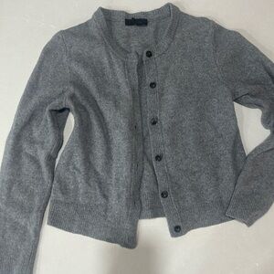 Zara Gray Button-Up Cashmere Blend Cardigan